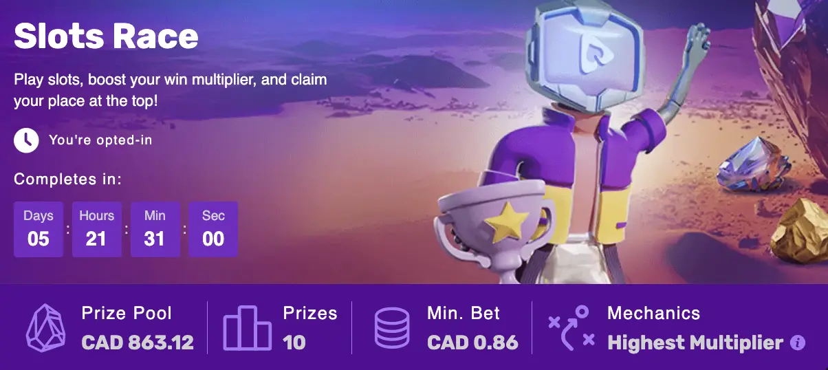 Banner with the Tournament Slot Race