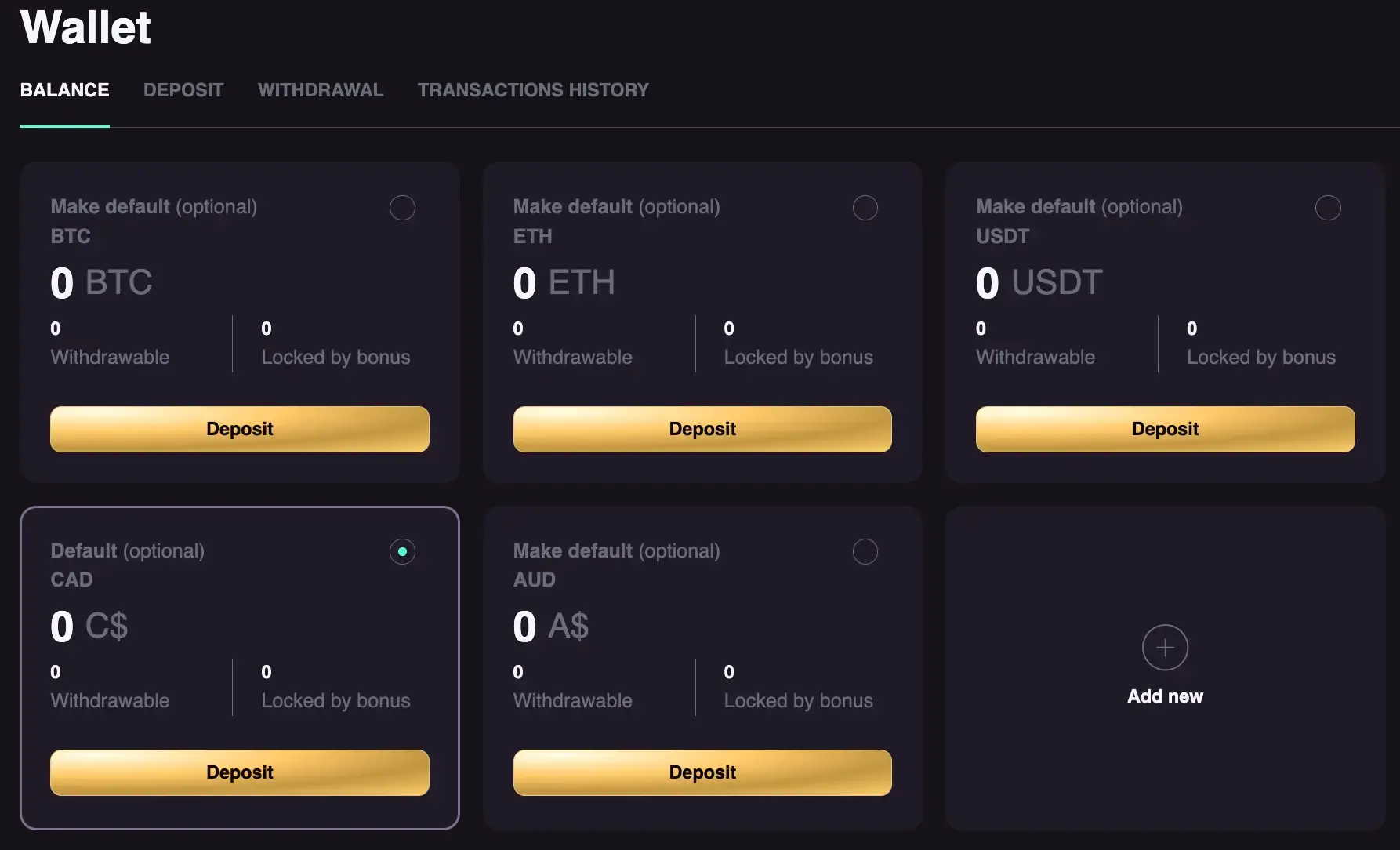 Playbet Casino Payments - wallet interface